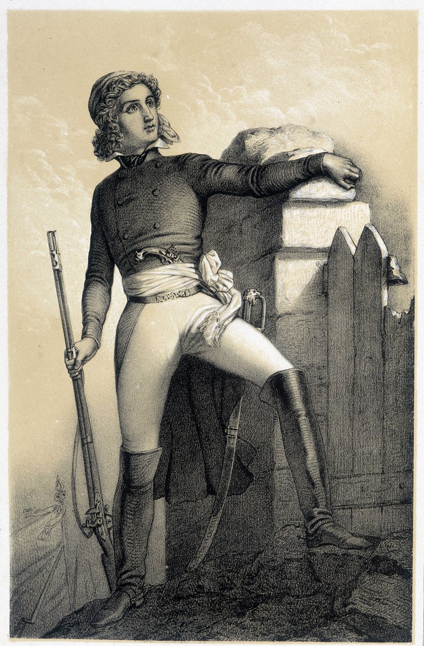 Porträtt av Henri du Vergier, greve av La Rochejaquelein (eller Verger de La Rochejacquelein) (1772-1794) - i "Galerie historique de la Revolution francaise" av Albert Maurin av French School