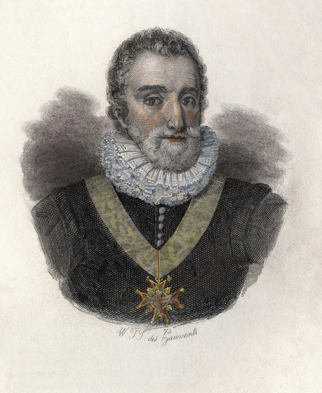 Porträtt av Henrik IV (1553-1610), kung av Frankrike (1589-1610) och Navarra (1572-1610). I "" Porträtt av användbara män"" av French School