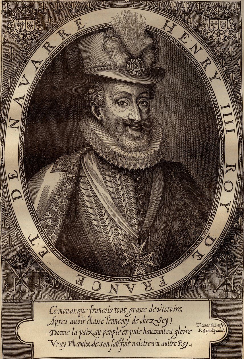 Porträtt av Henrik IV (1553-1610) Kung av Frankrike - Porträtt av Henrik IV (1553-1610) Kung av Frankrike - gravyr 1600-talet av French School