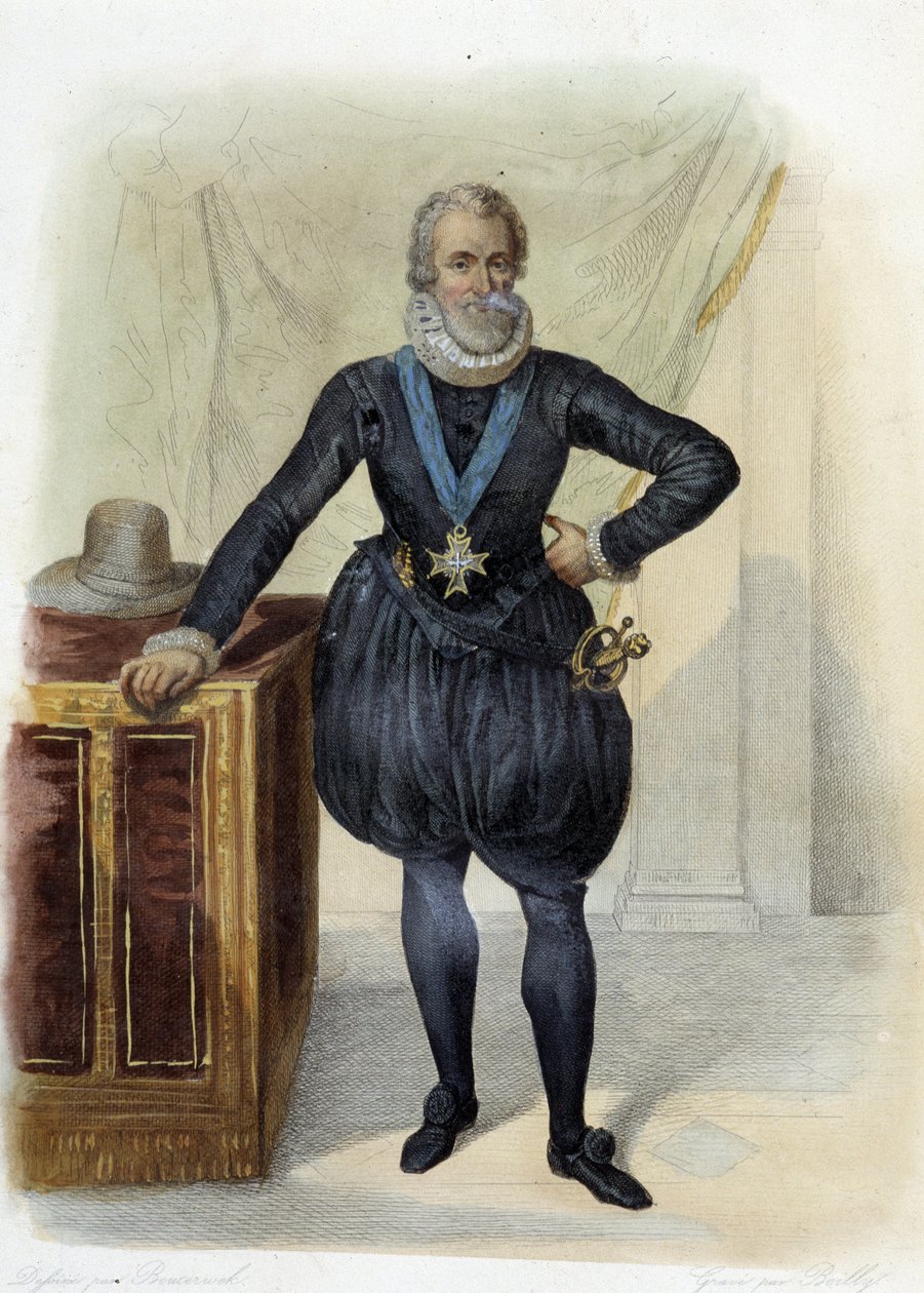 Porträtt av Henrik IV, kung av Frankrike (1553-1610) - i "" Le Plutarque francais", Ed. Mennechet av French School