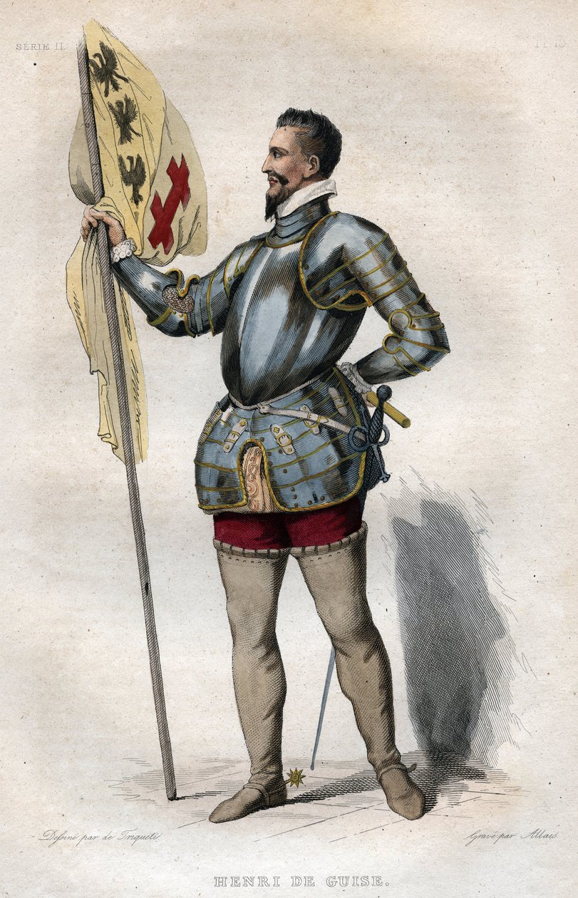 Porträtt av Henrik I, hertig av Guise (1550-1588) kallad "den ärrade", illustration från "" Le Plutarque Français"" av Edmond Mennechet av French School