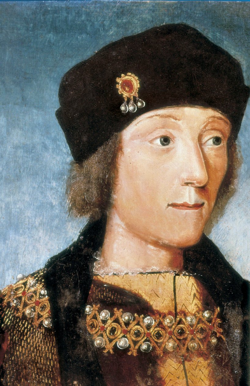 Porträtt av Henrik VII, kung av England (1457-1509), anonym konstnär (målning) av French School
