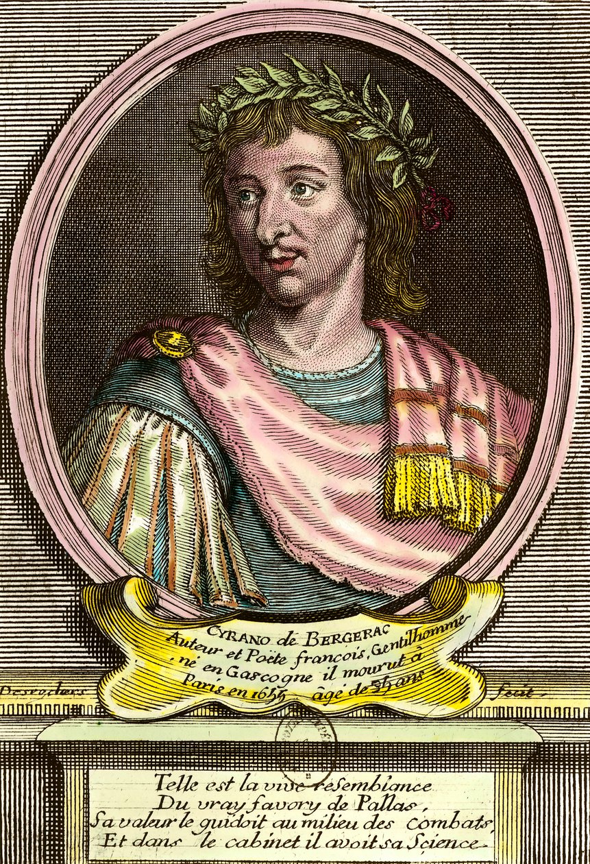 Porträtt av Hercules Savinien av Cyrano de Bergerac (1619 - 1655) fransk författare. av French School