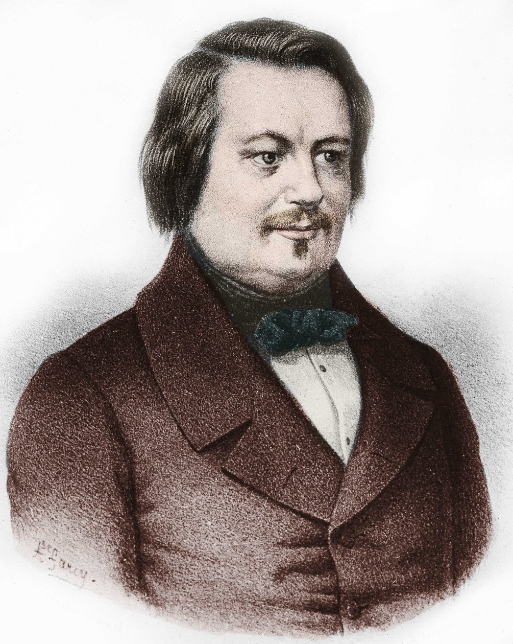 Porträtt av Honore de Balzac (1799-1850), fransk författare. av French School