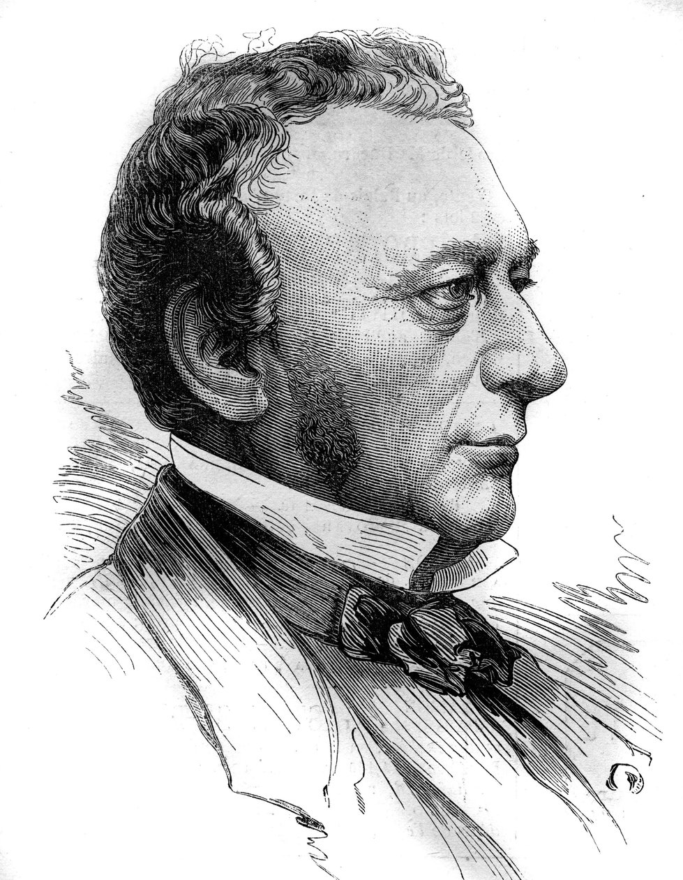 Porträtt av Isaac Pereire (1800 - 1875), grundare av Societe de Credit mobilier och företaget generale transatlantic. Gravyr i "" Le Monde Illustré"" nr 1218 av 31 juli 1880. av French School