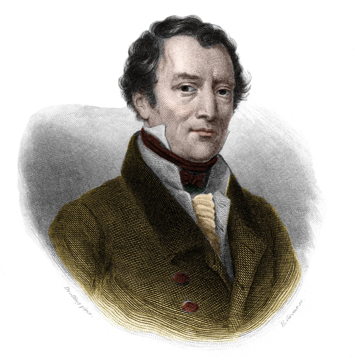 Porträtt av Jacques-Antoine (Jacques Antoine) Manuel (1775-1827), fransk advokat och politiker. i "" Book of Speakers" av Louis de Cormenin Timon. 1842. Privat samling. av French School