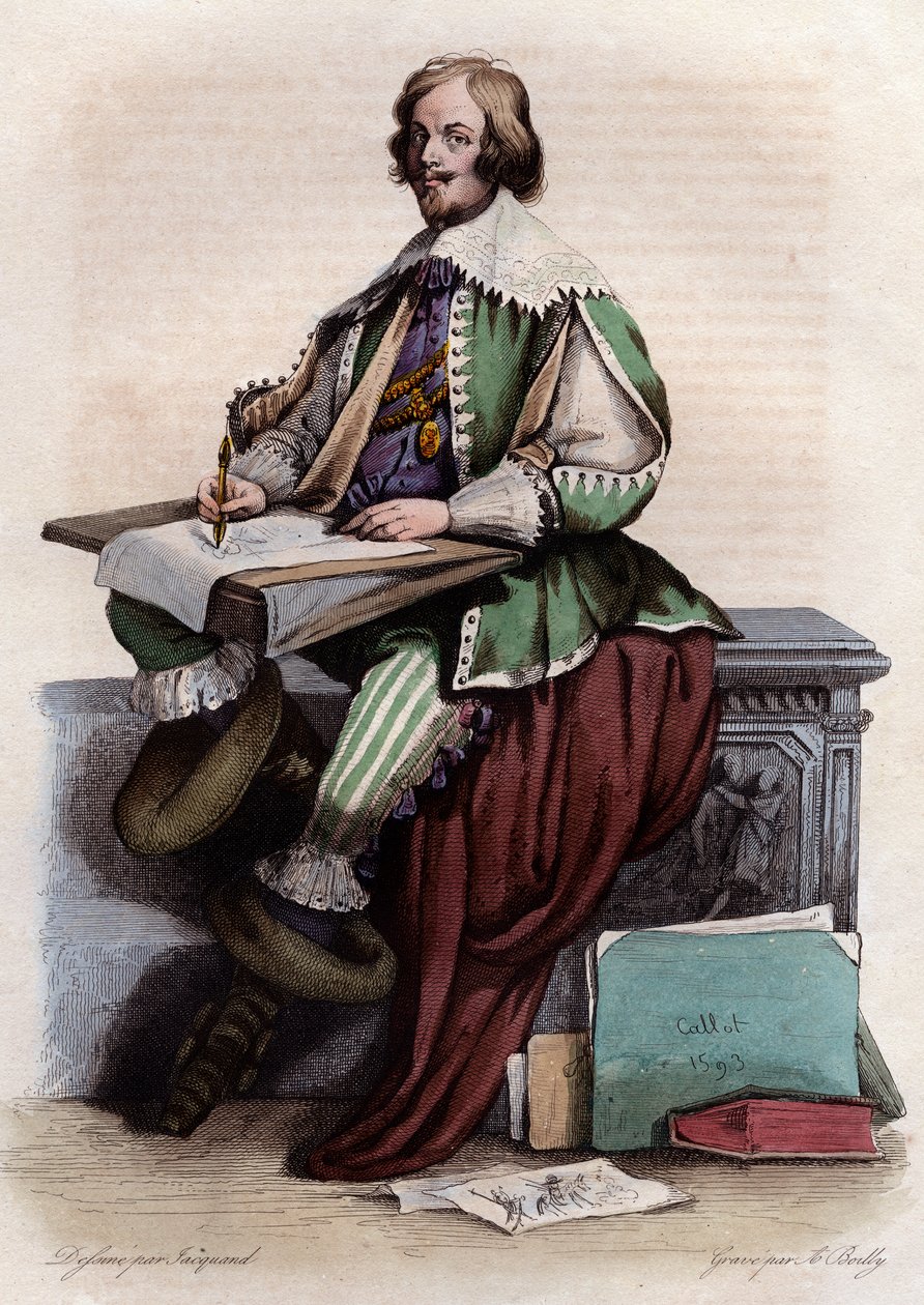 Porträtt av Jacques Callot (1592-1635), fransk grafiker och ritare av French School