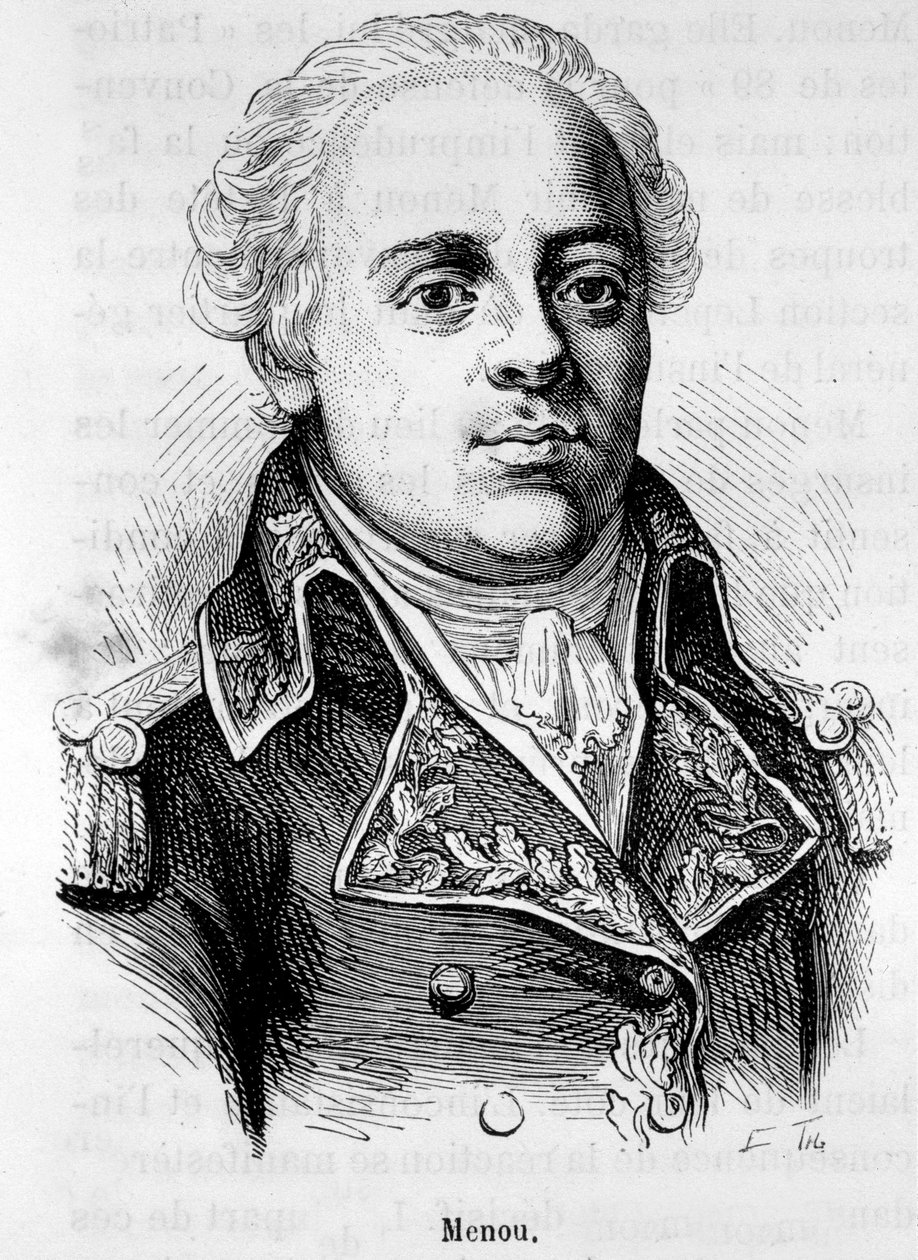 Porträtt av Jacques Francois Menou, Baron de Boussay, fransk general (1750-1810) - i "" Frankrikes historia"" av Henri Martin av French School