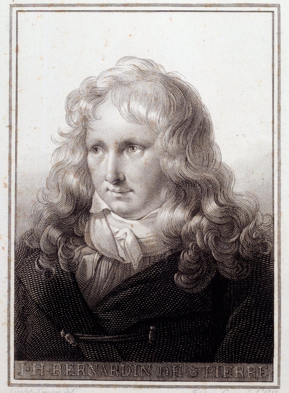 Porträtt av Jacques Henri Bernardin de Saint Pierre (Saint-Pierre) (1737-1814), fransk författare. Anonym gravyr från 1700-talet. Paris, Sorbonnebiblioteket av French School