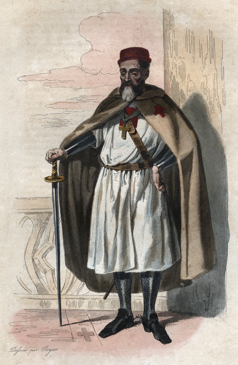 Porträtt av Jacques av Molay (Molai) (1243-1314), Tempelriddarnas stormästare. av French School