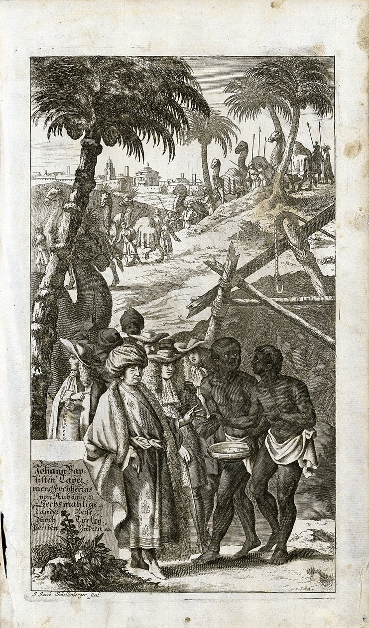 Porträtt av Jean-Baptiste Tavernier (1605-1689) i orientalisk klädsel av French School