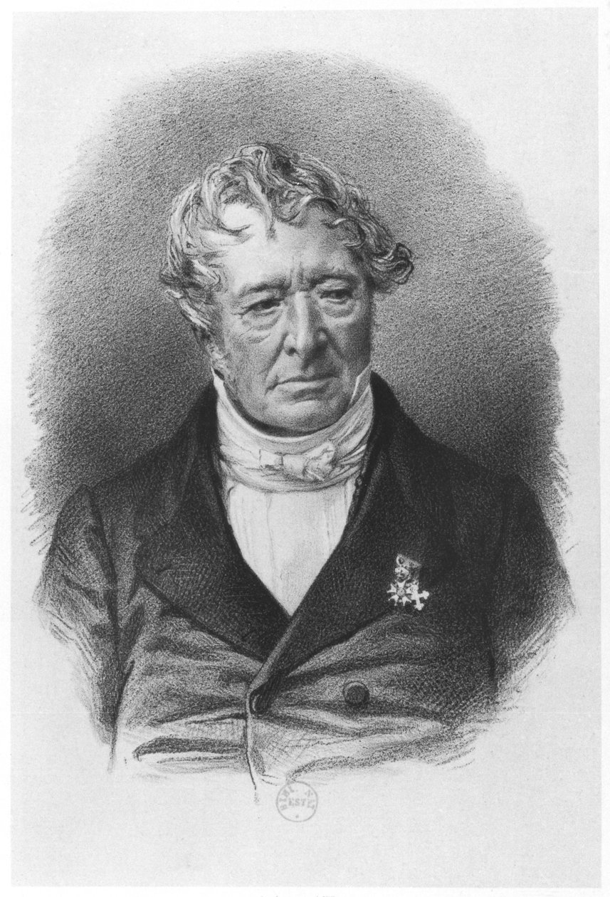 Porträtt av Jean-Jacques Champollion (1778-1867) kallat Champollion-Figeac, tryckt av Lemercier & Co av French School