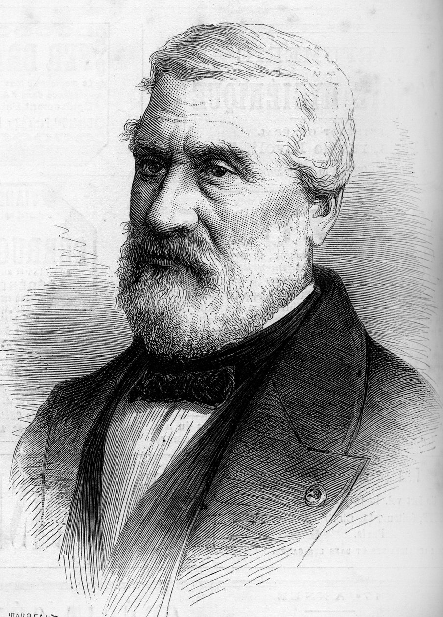 Porträtt av Jean Antoine Theodore, baron Gudin (1802-1880), fransk målare. Gravyr i "" Le Monde Illustré"" nr 1206 av den 8 april 1880. av French School