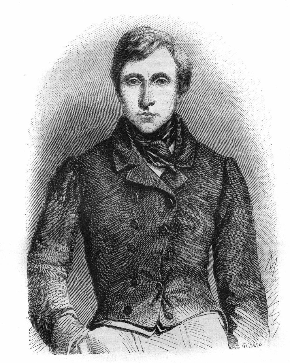Porträtt av Jean Auguste Pelage Brizeux (1803-1858), fransk poet. av French School