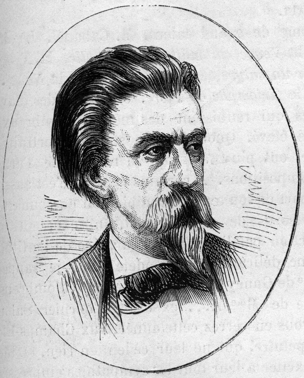 Porträtt av Jean Baptiste (Jean-Baptiste) Carpeaux (1827-1875), fransk skulptör. Gravyr i "" Le Monde Illustré"" nr 890 av 2 maj 1874. av French School