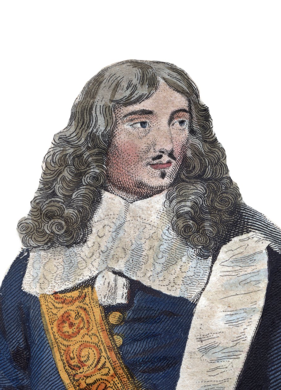 Porträtt av Jean Baptiste (Jean-Baptiste) Colbert (1619-1683), fransk politiker. illustration från ""The French Plutarch"" av Edmond Mennechet av French School