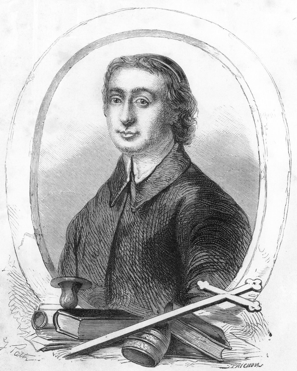 Porträtt av Jean Baptiste Massillon (1663-1742) (gravyr) av French School