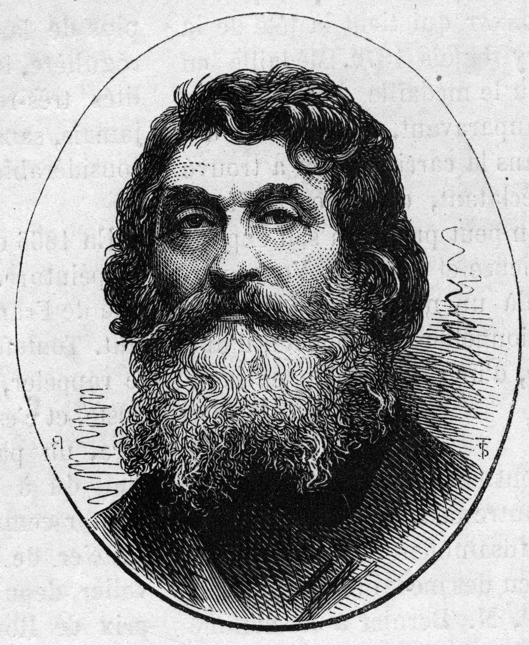 Porträtt av Jean Baptiste Paul Cabet (1815-1876), fransk skulptör. Gravyr i "" Le Monde Illustré"" nr 890 av 2 maj 1874. av French School