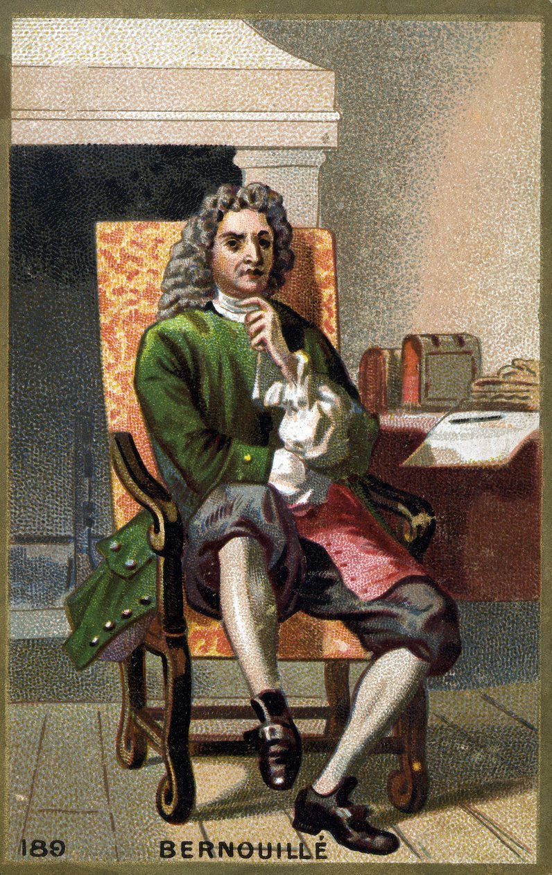 Porträtt av Jean Bernoulli (Johann Bernouilli) (1667-1748) Kromolitografi från slutet av 1800-talet. av French School
