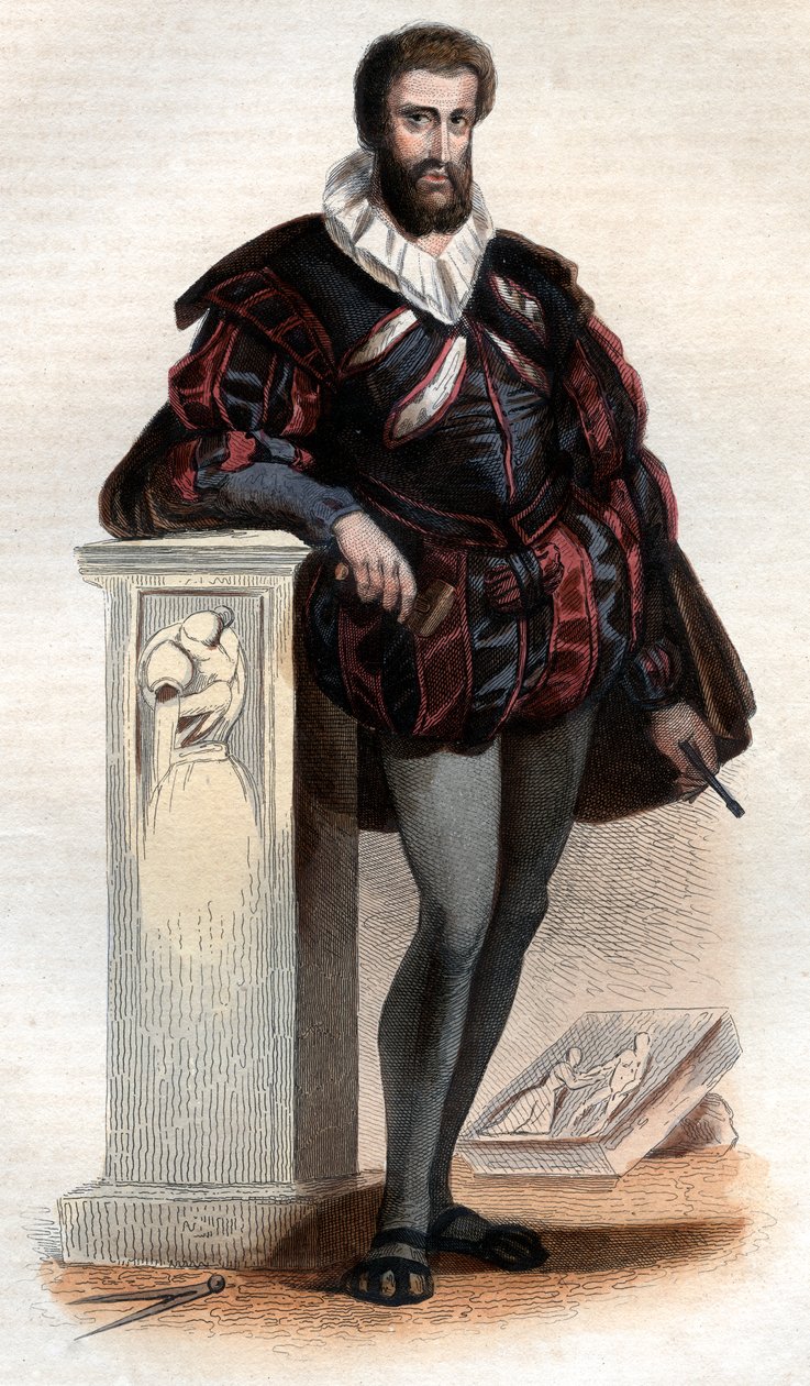Porträtt av Jean Goujon (1510-c.1566), fransk skulptör och arkitekt. av French School