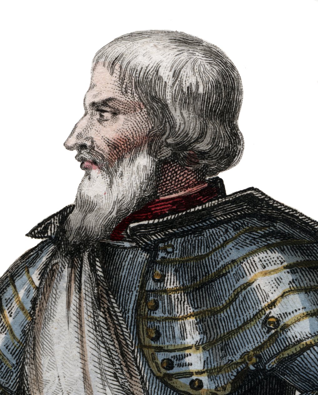 Porträtt av Jean II Le Maingre (Le Meigre) (1366-1421), kallad Boucicaut, marskalk av Frankrike. av French School
