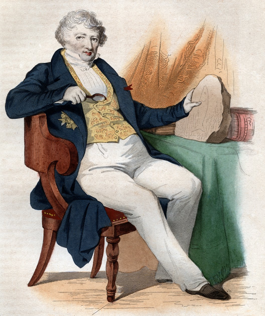 Porträtt av Jean Leopold Nicolas Frederic Cuvier känd som Georges Cuvier (1769-1832), fransk naturforskare och zoolog. av French School