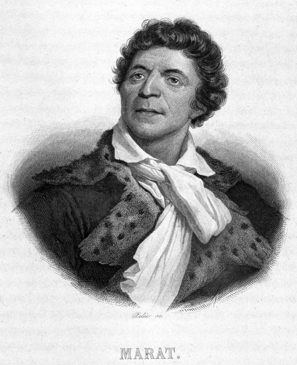 Porträtt av Jean Paul Marat (1743 - 1793) - i "" Revolution francaise"" av Thiers. 1800-talet av French School