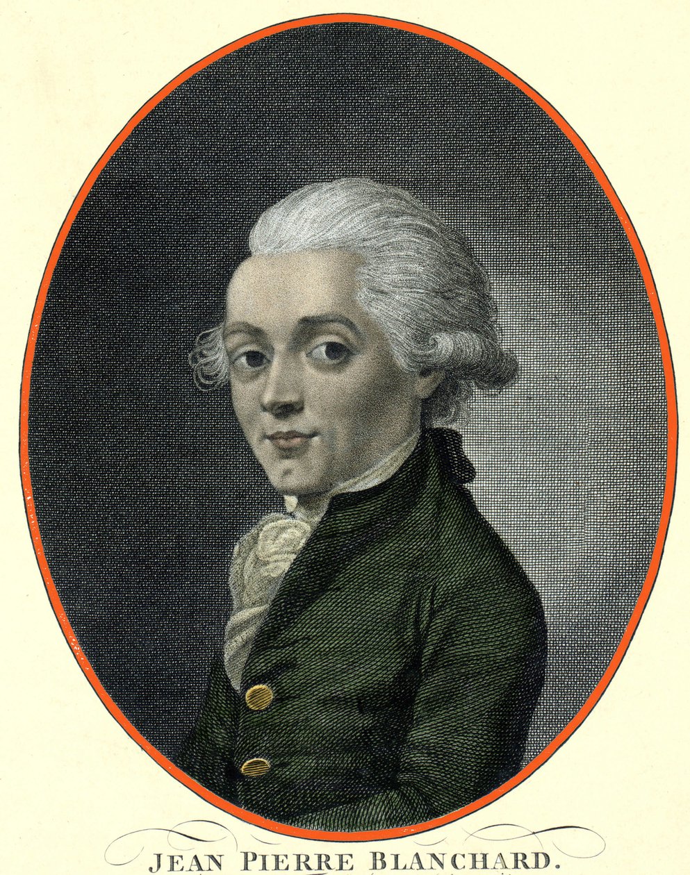 Porträtt av Jean Pierre (Jean-Pierre) Blanchard (1753-1809), fransk flygfarare. av French School