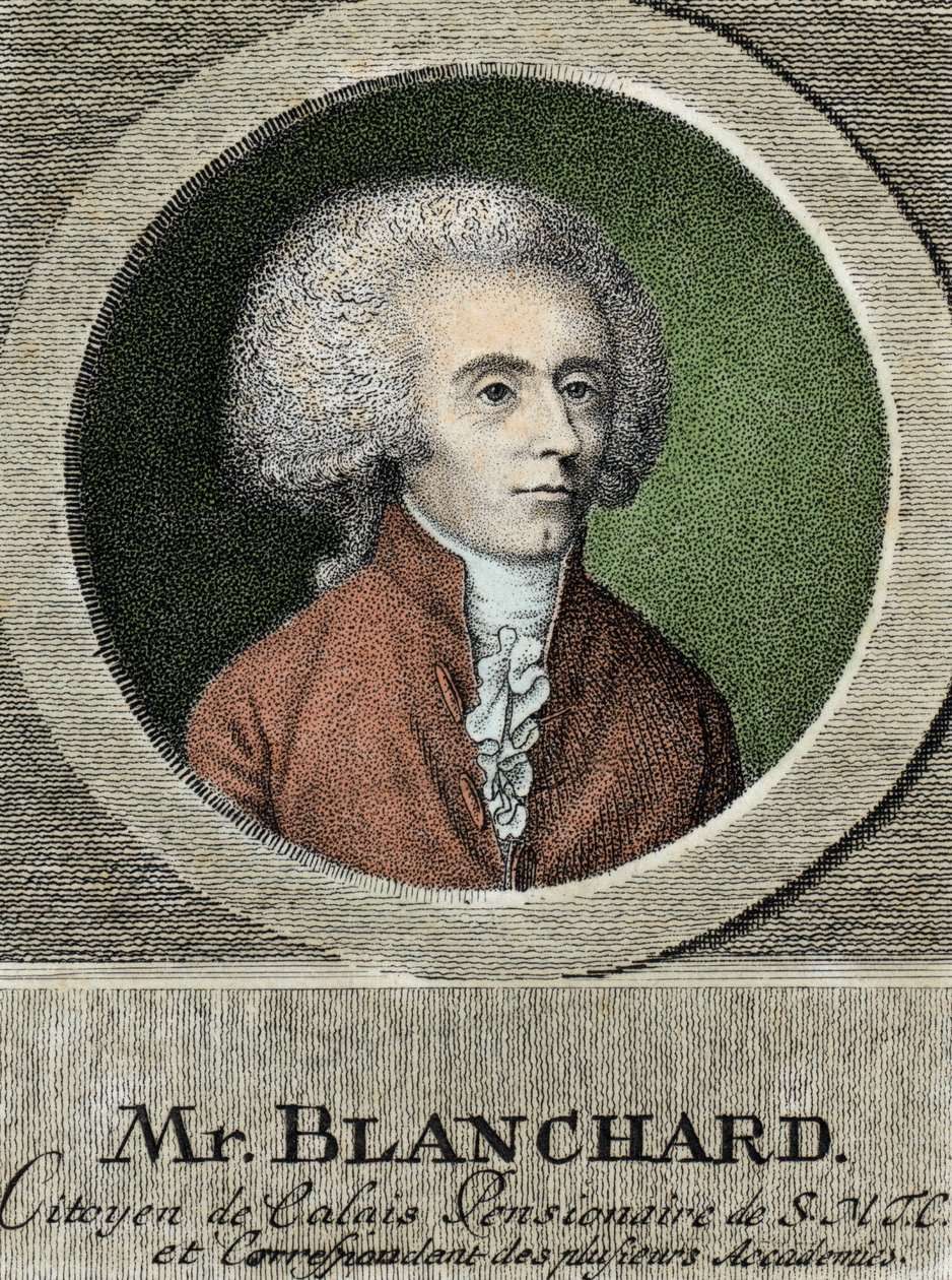 Porträtt av Jean Pierre (Jean-Pierre) Blanchard (1753-1809), fransk flygfarare. av French School