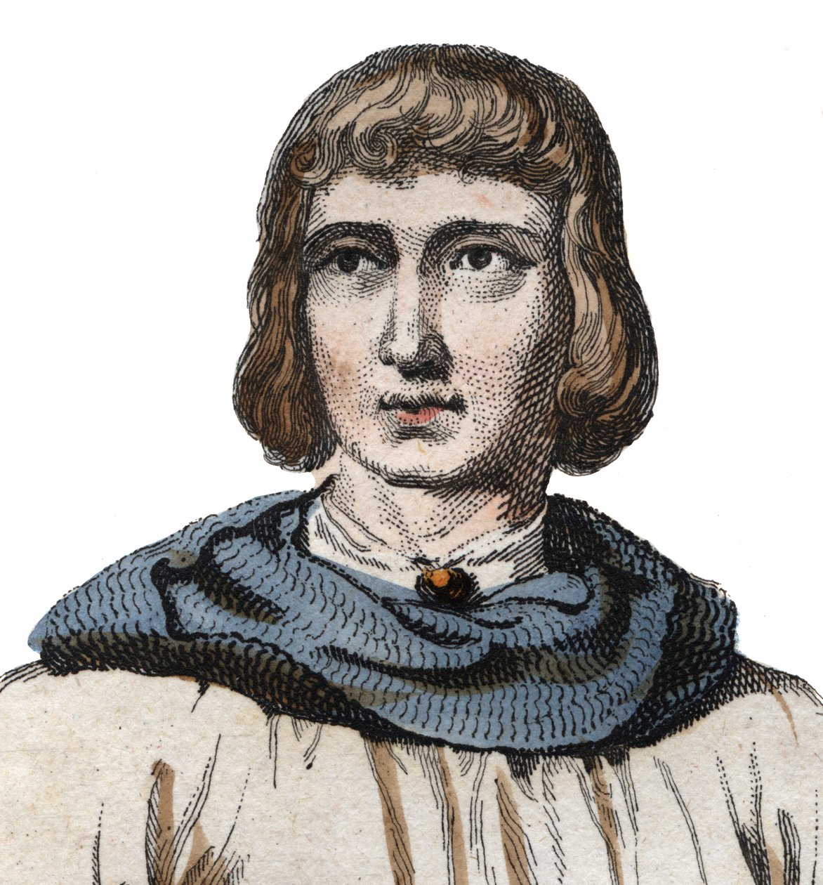 Porträtt av Jean de Joinville (1225-1317), krönikör av det medeltida Frankrike. av French School