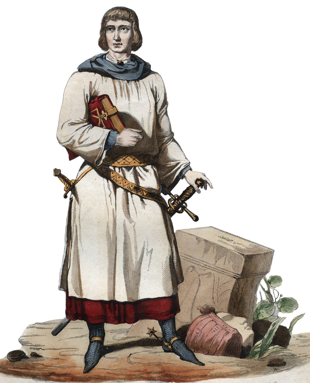 Porträtt av Jean de Joinville (1225-1317), krönikör av det medeltida Frankrike. av French School