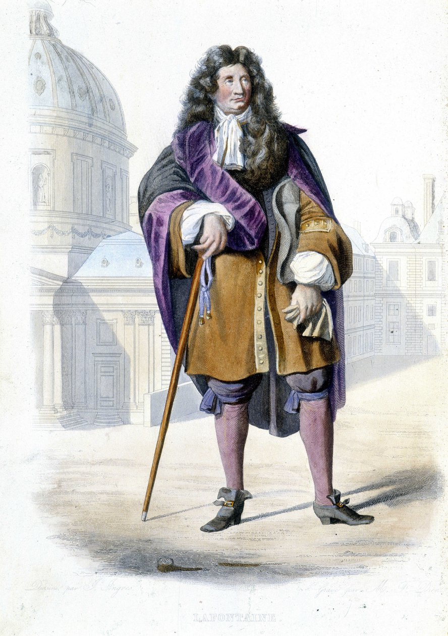 Porträtt av Jean de La Fontaine, fransk författare (1621-1695) - i Ed. Mennechet, "" Le Plutarque francais"" av French School