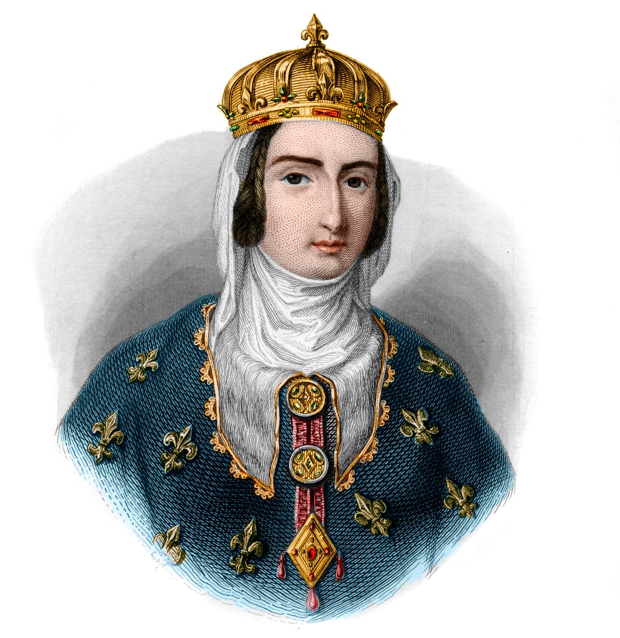 Porträtt av Jeanne I av Navarra (1273-1305), regenant drottning av Navarra och drottning gemål av Frankrike. av French School