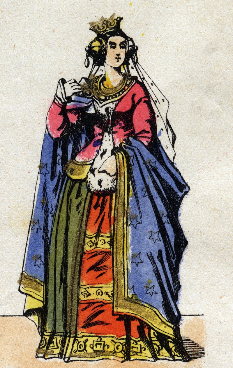 Porträtt av Jeanne av Bourgogne (ca 1291-1330), hustru till Filip V av Frankrike. (Kapetiska dynasti). av French School