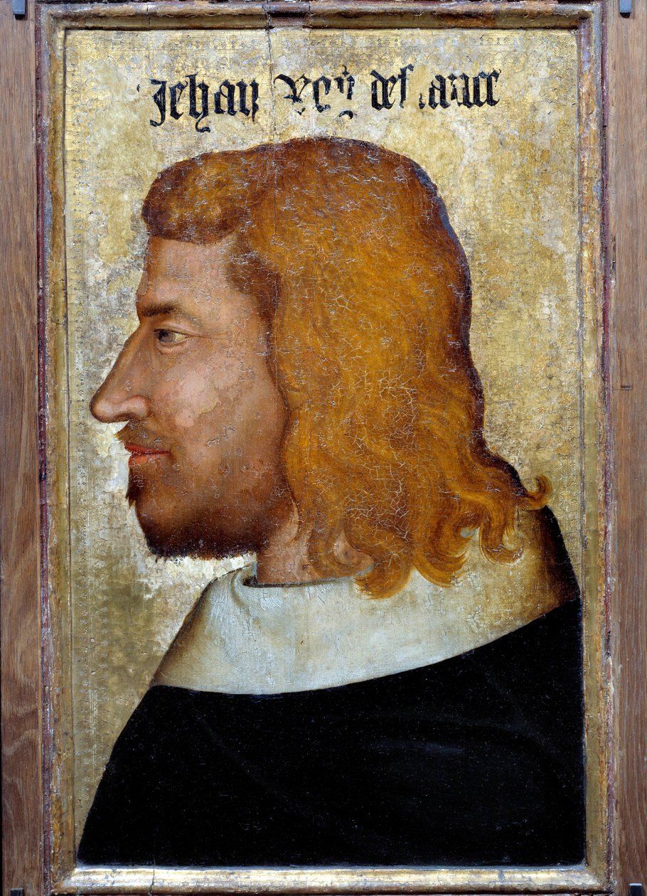 Porträtt av Johannes II den gode (1319-1364), kung av Frankrike Målning av den franska skolan. 1300-talet. Dämpa. 0,6x0,4 m. - Porträtt av Johannes II den gode (1319-1364), kung av Frankrike. Målning av Franska skolan. 1300-talet. 0,6 x 0,4 m. Louvren, Par av French School