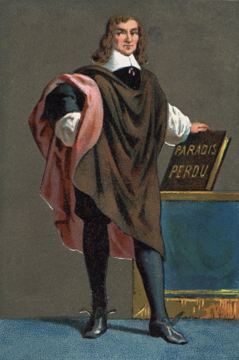 Porträtt av John Milton, engelsk poet och essäist (1608 - 1674) av French School