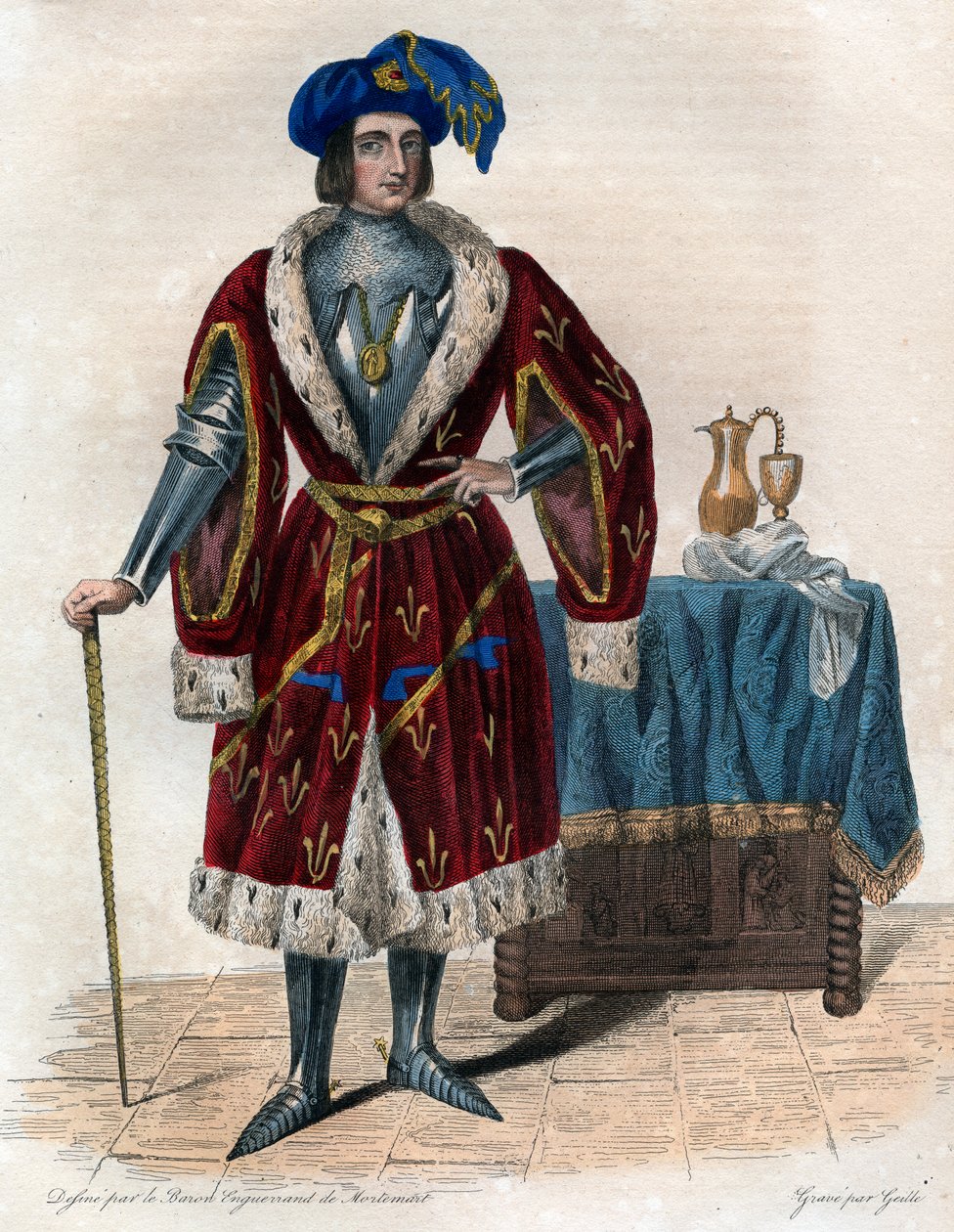 Porträtt av John of Orleans, greve av Dunois (Bastard of Orleans) (1402-1468). av French School