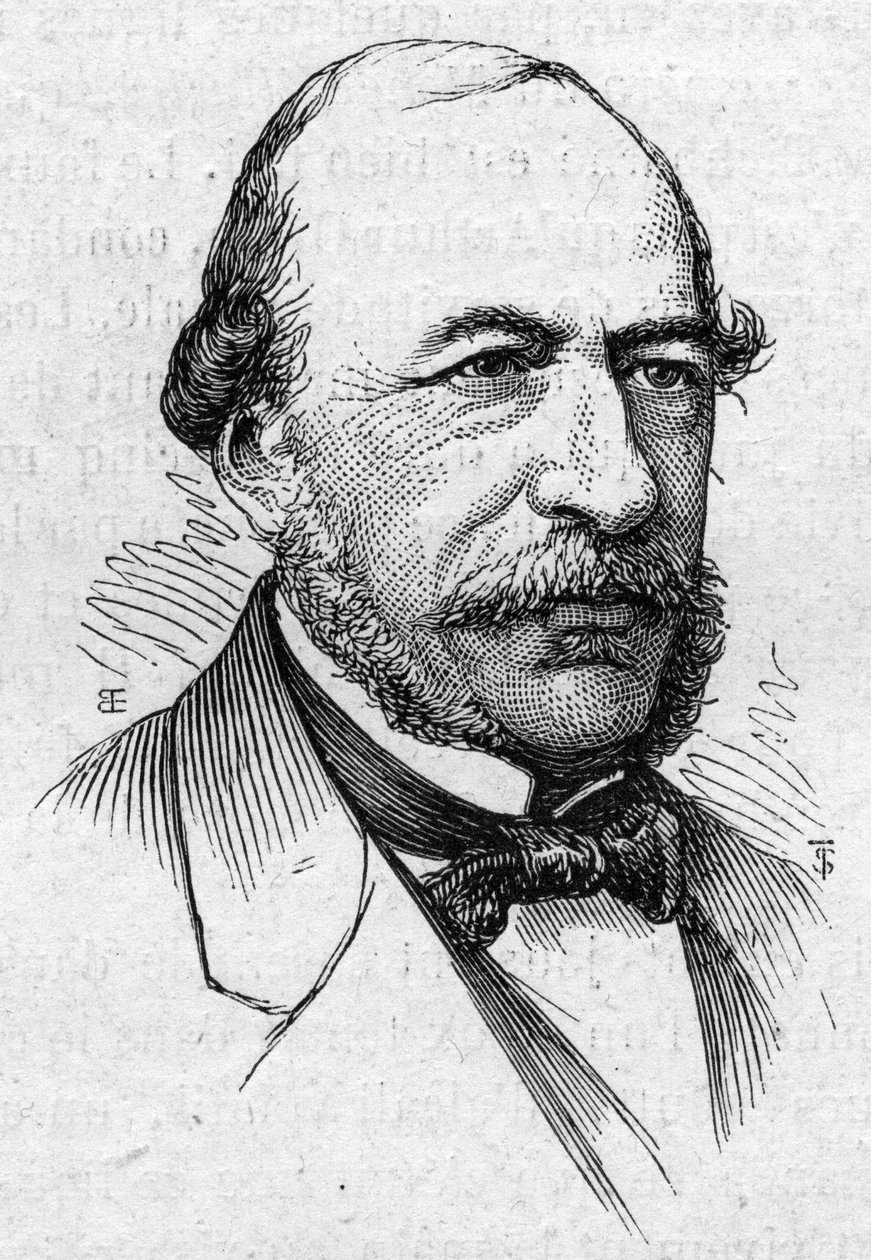 Porträtt av Joseph Autran (1813-1877), fransk poet och akademiker. Gravyr i "" Le Monde Illustré"" nr 883 av 14 mars 1874. av French School