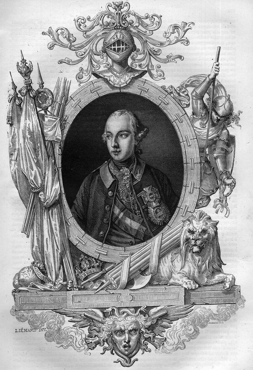 Porträtt av Josef II (1741-1790), kejsare av Österrike Gravyr i "Histoire des Papes-King-Queen-and-Empereurs a travers les centuries"" av Maurice Lachatre av French School