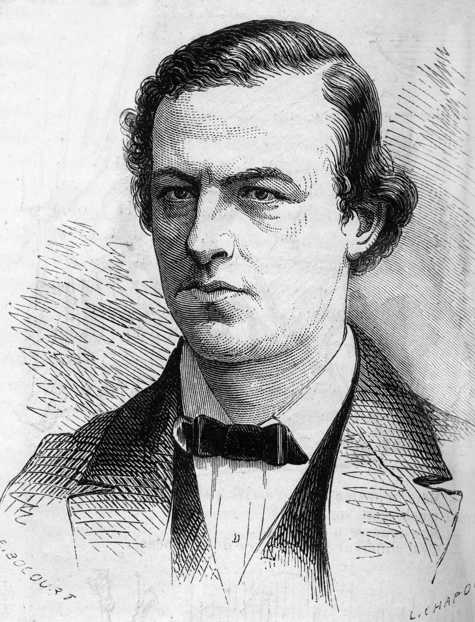 Porträtt av Joseph Joachim (1831-1907), ungersk violinist. Gravyr i "" Den illustrerade världen"" nr 516 av 2 mars av French School