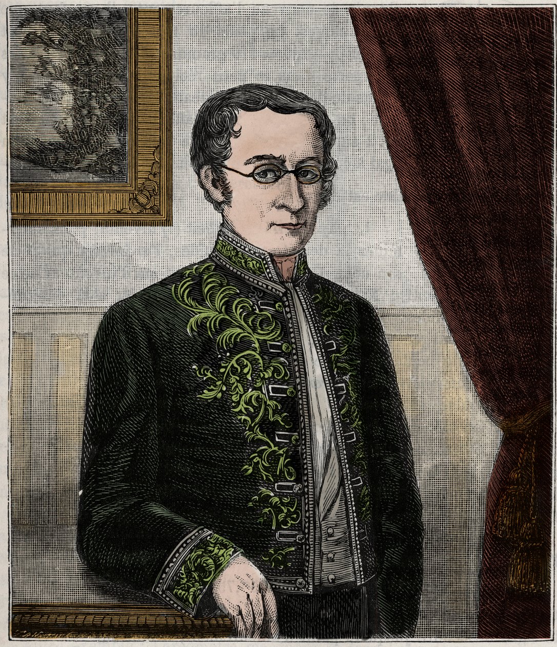 Porträtt av Joseph Louis Gay-Lussac (1778-1850), fransk kemist - Porträtt av Louis-Joseph Gay-Lussac (Louis Joseph Gay Lussac) (1778-1850), fransk fysiker och kemist - Gravyr i "Vetenskaper gjort tillgängliga för alla - fysik och kemi populär” av Ale av French School