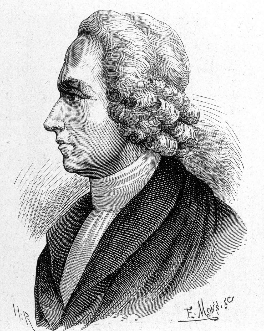 Porträtt av Joseph Priestley (1733 - 1804), brittisk kemist och teolog - i "" Album of Science; berömda forskare; Stora upptäckter””” 1896. av French School