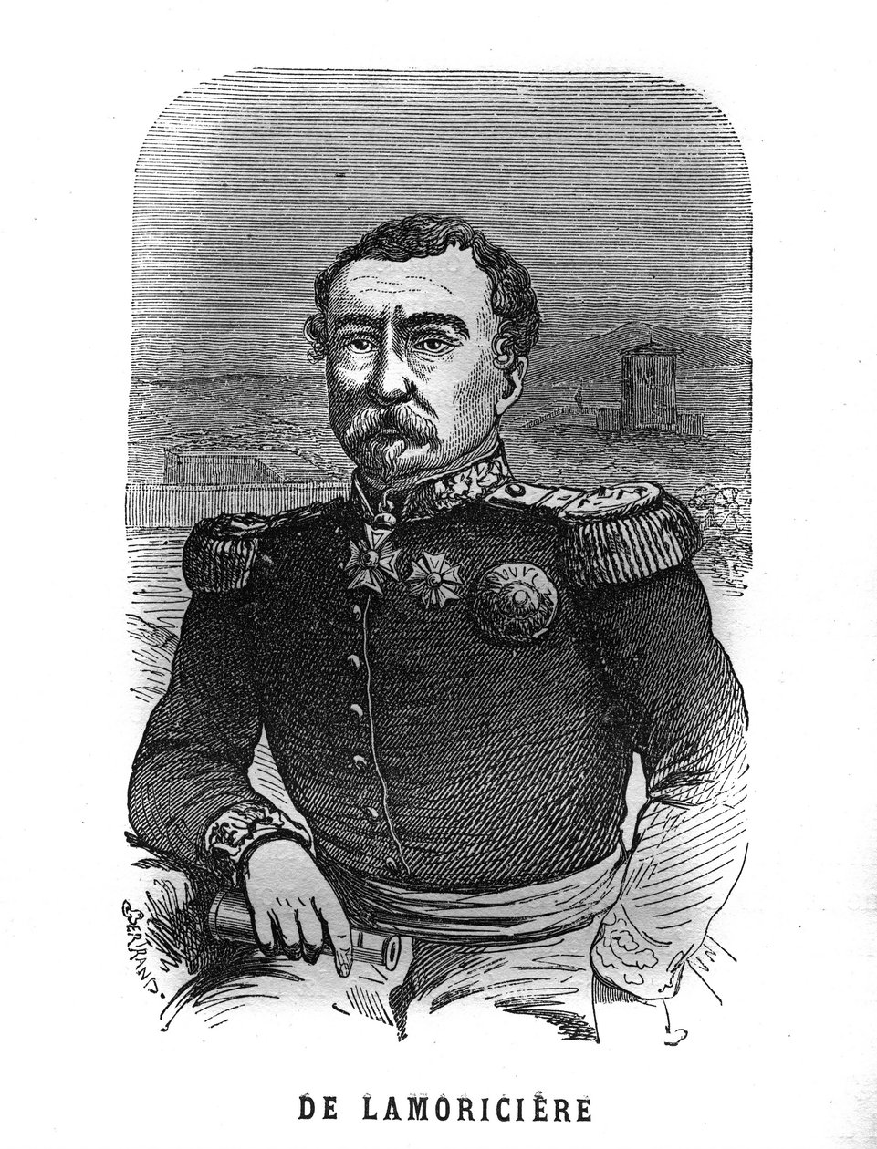 Porträtt av Joseph Vantini, dit Youssouf (1808-1866), fransk general. Gravyr i "Les Illustrations De L