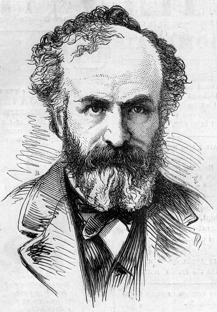 Porträtt av Jules Jansenn (1824-1907), fransk astronom, en metod för att observera solutsprång. Gravyr i "" Le Monde Illustré"" nr 911 den 26 september av French School