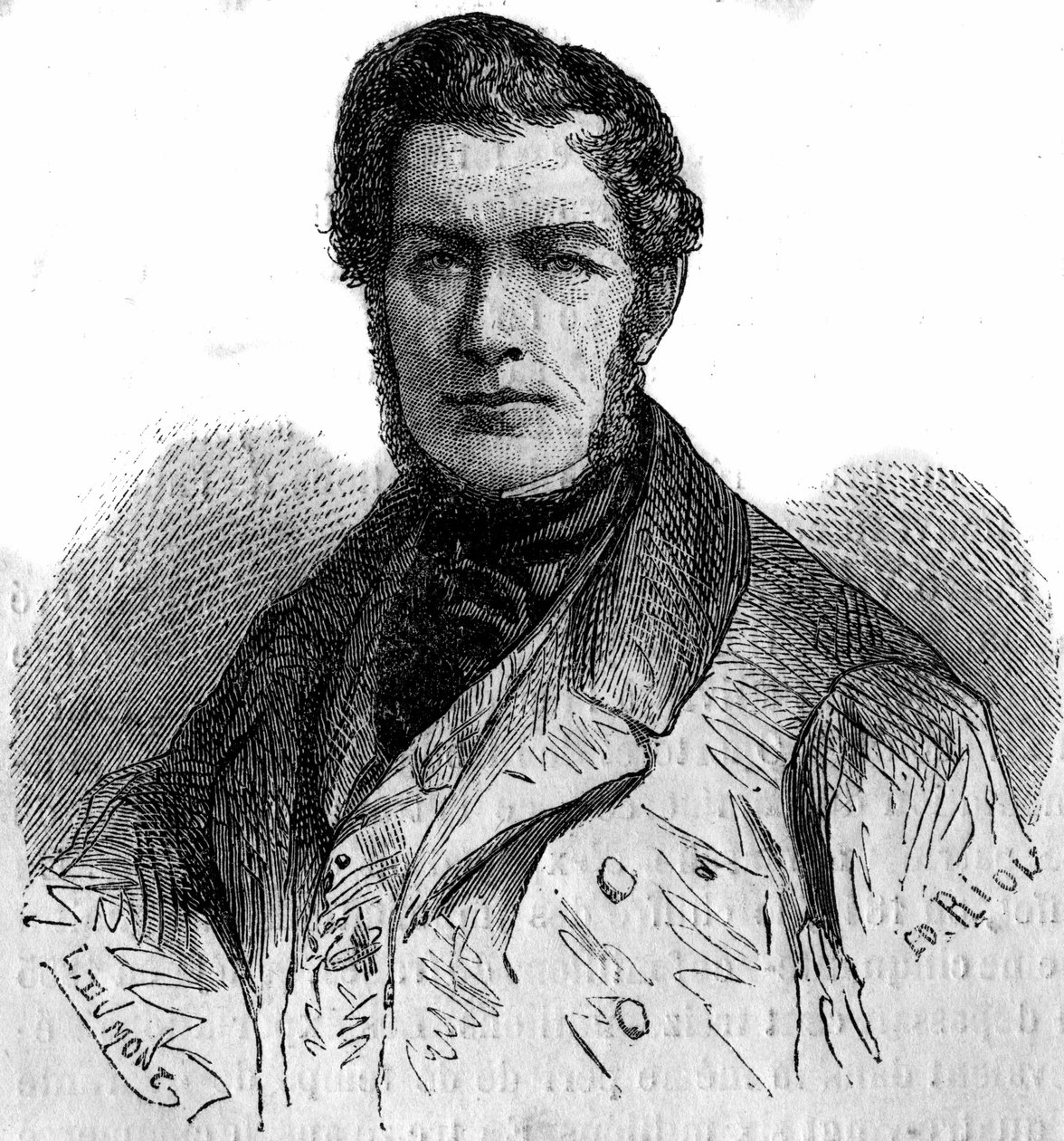 Porträtt av Jules Louis Philippe Coignet (1798-1860), fransk målare. Gravyr i "" Le Monde Illustré"" nr 158 av 21 april 1860. av French School