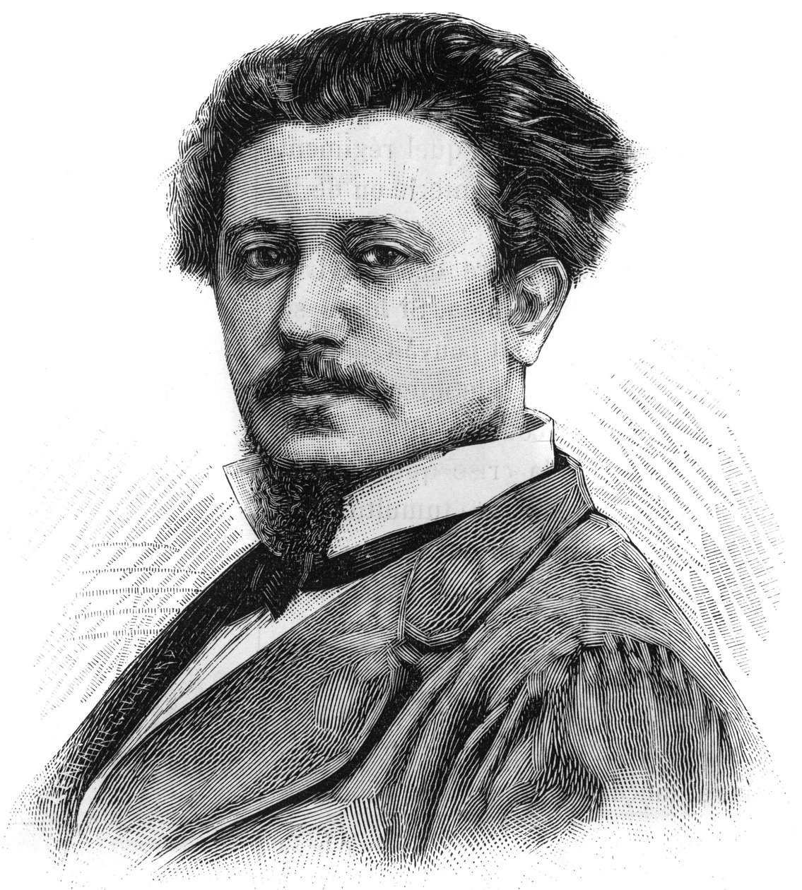 Porträtt av Karl Daubigny (1846-1886), fransk målare. Gravyr i ""The Illustrated World"", 5 juni av French School