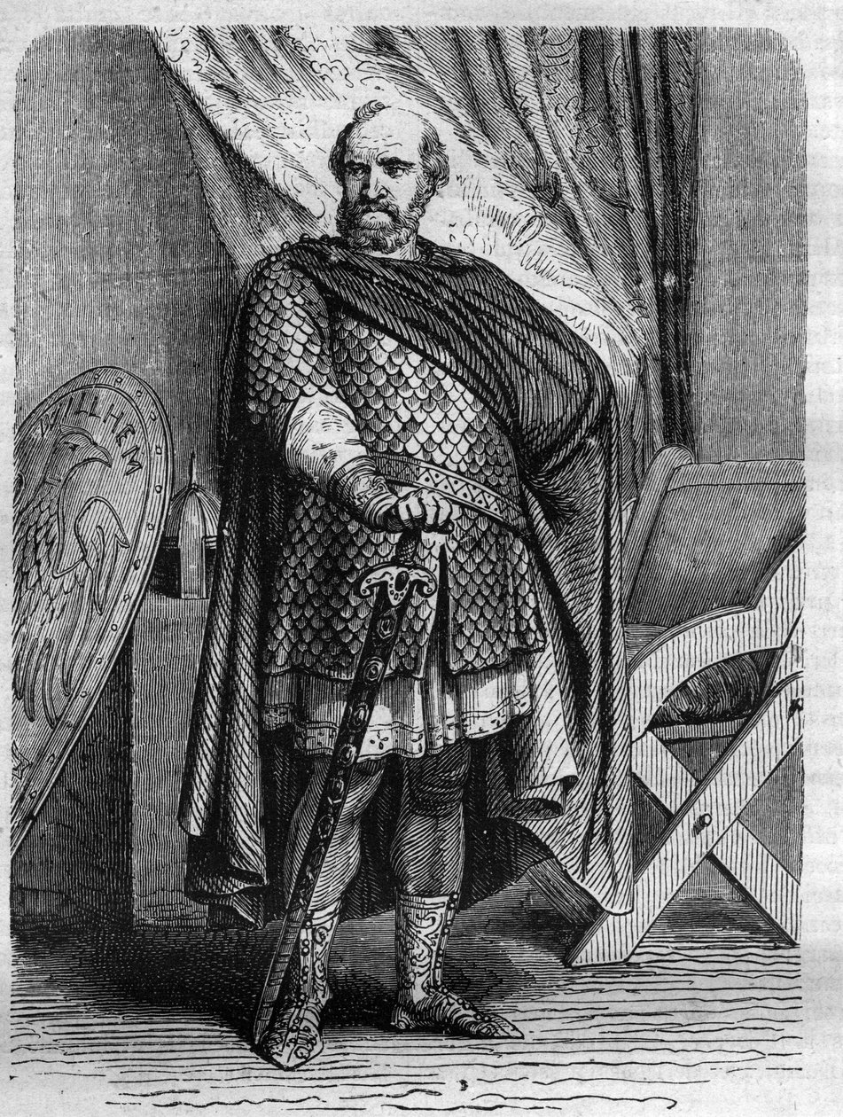 Porträtt av kung Etienne (Stephen) dit de Blois (1096-1154), den sista normandiska kungen av England. Gravyr i "" Påvarnas historia (...) Drottningkungens och kejsarnas brott genom århundradena" av Maurice Lachatre av French School