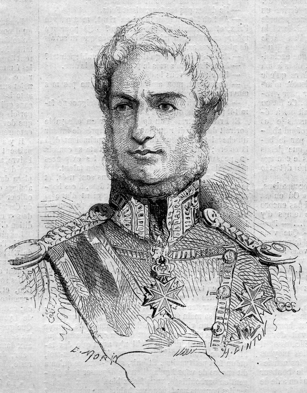 Porträtt av Leopold II (1797 - 1870), storhertig av Toscana. Gravyr i "" Le Monde Illustré"" nr 108 av 7 maj 1859. av French School
