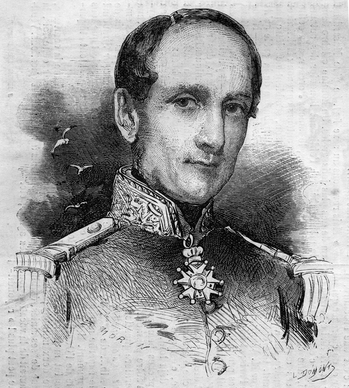 Porträtt av Leopold Victor Charner (1797 - 1869), fransk amiral. Gravyr i "" Le Monde Illustré"" nr 186 av 3 november 1860. av French School