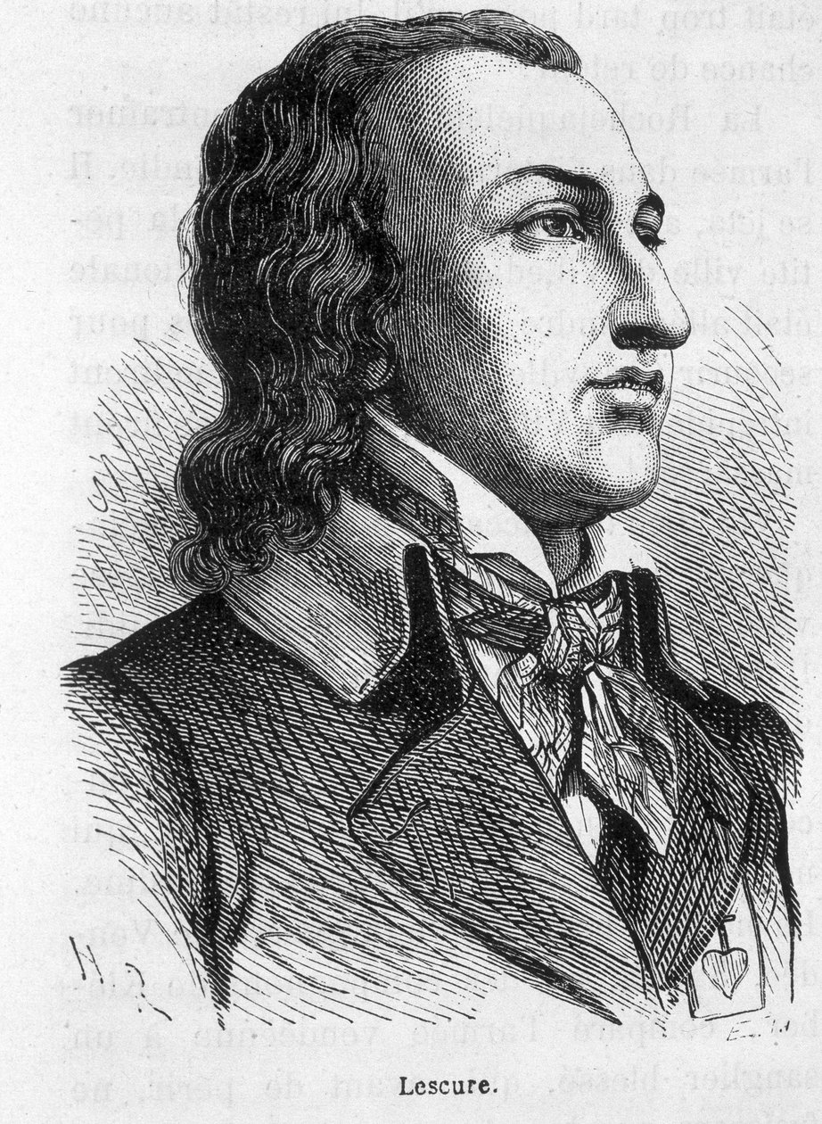 Porträtt av Lescure, Vendée-hövding (1766 - 1793) - i "" The History of France"" av Henri Martin av French School